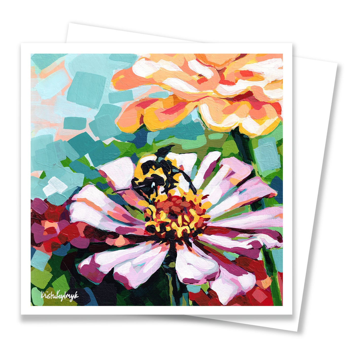 “Zinnia Bee” – Notecard