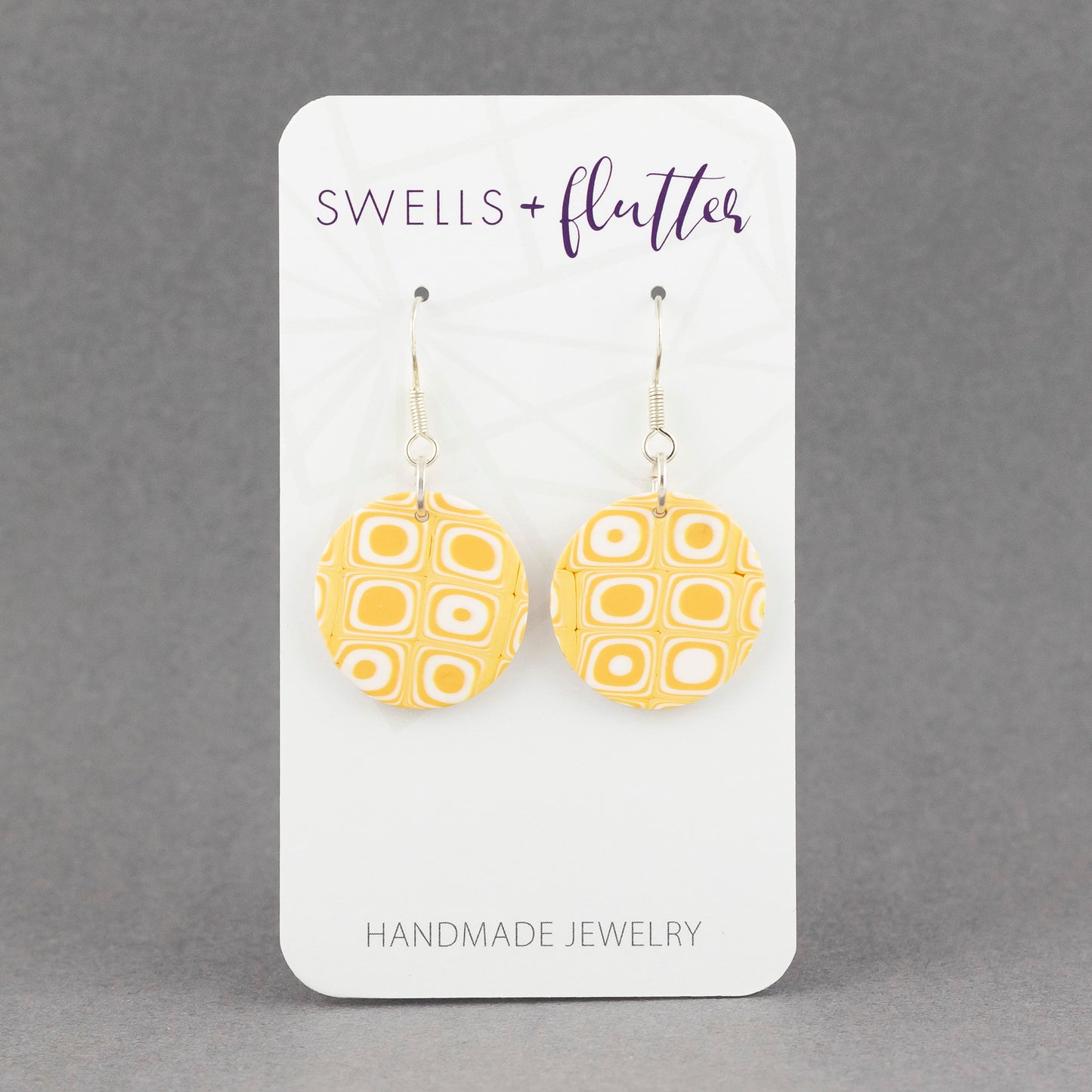 Circle Drop Earrings • Yellow Geo