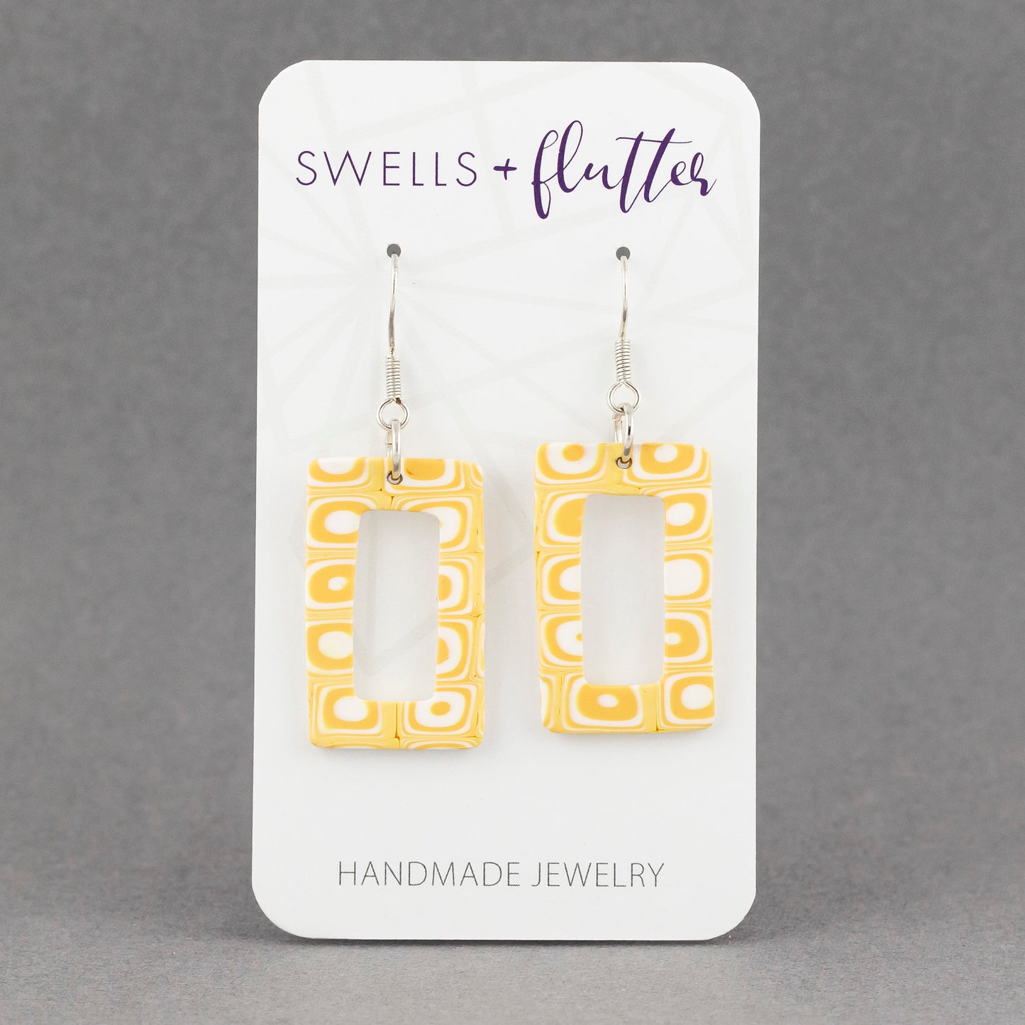 Open Rectangle Drop Earrings • Yellow Geo