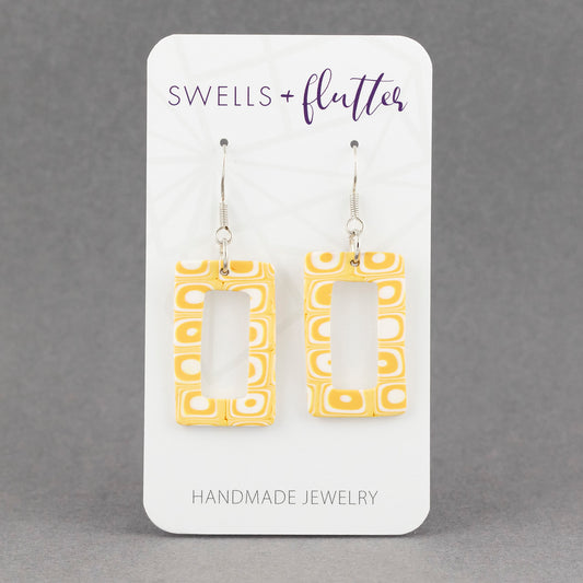 Open Rectangle Drop Earrings • Yellow Geo