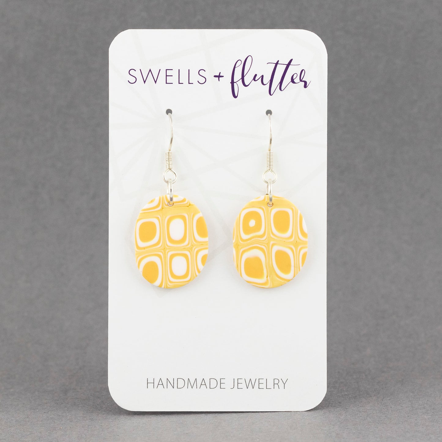 Oval Drop Earrings • Yellow Geo
