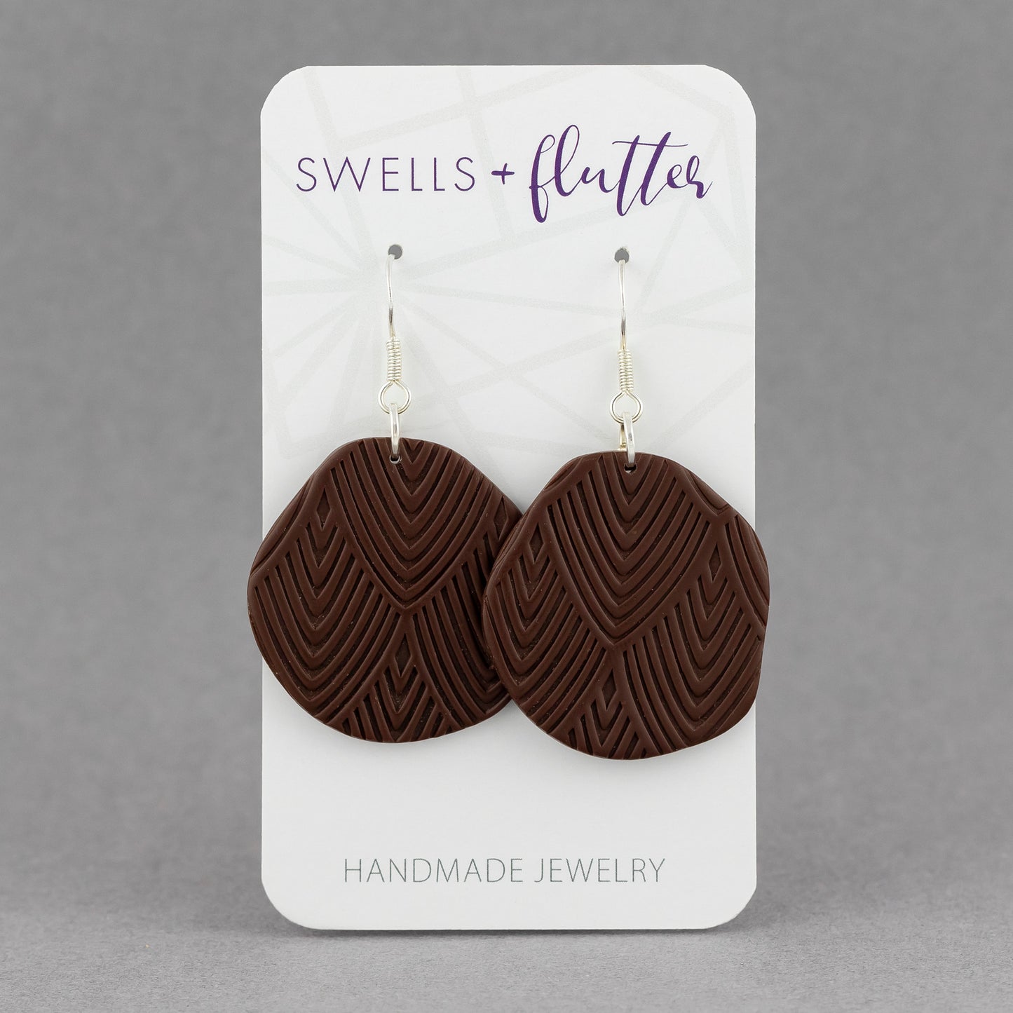 Irregular Circle Drop Earrings • Brown Textured Arches