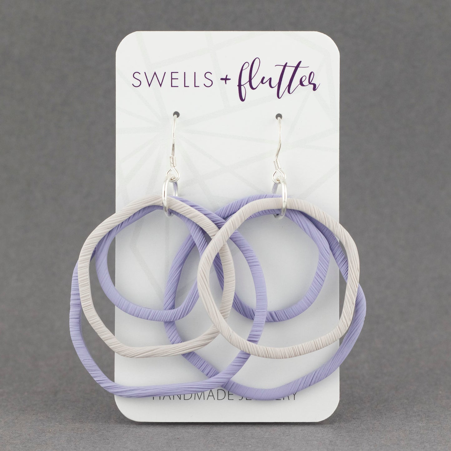 Layered Hoop Drop Earrings • Light Purple & Gray