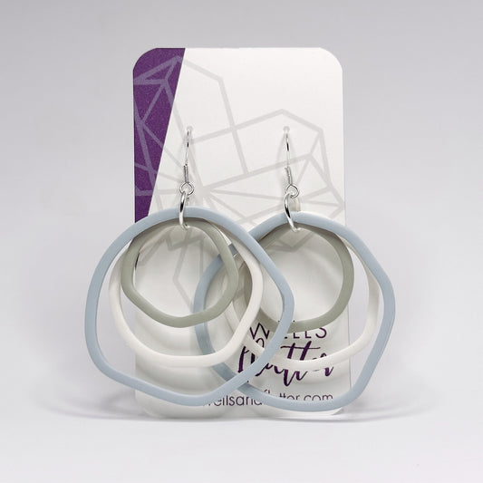 Layered Hoop Drop Earrings • Cool Light Blue