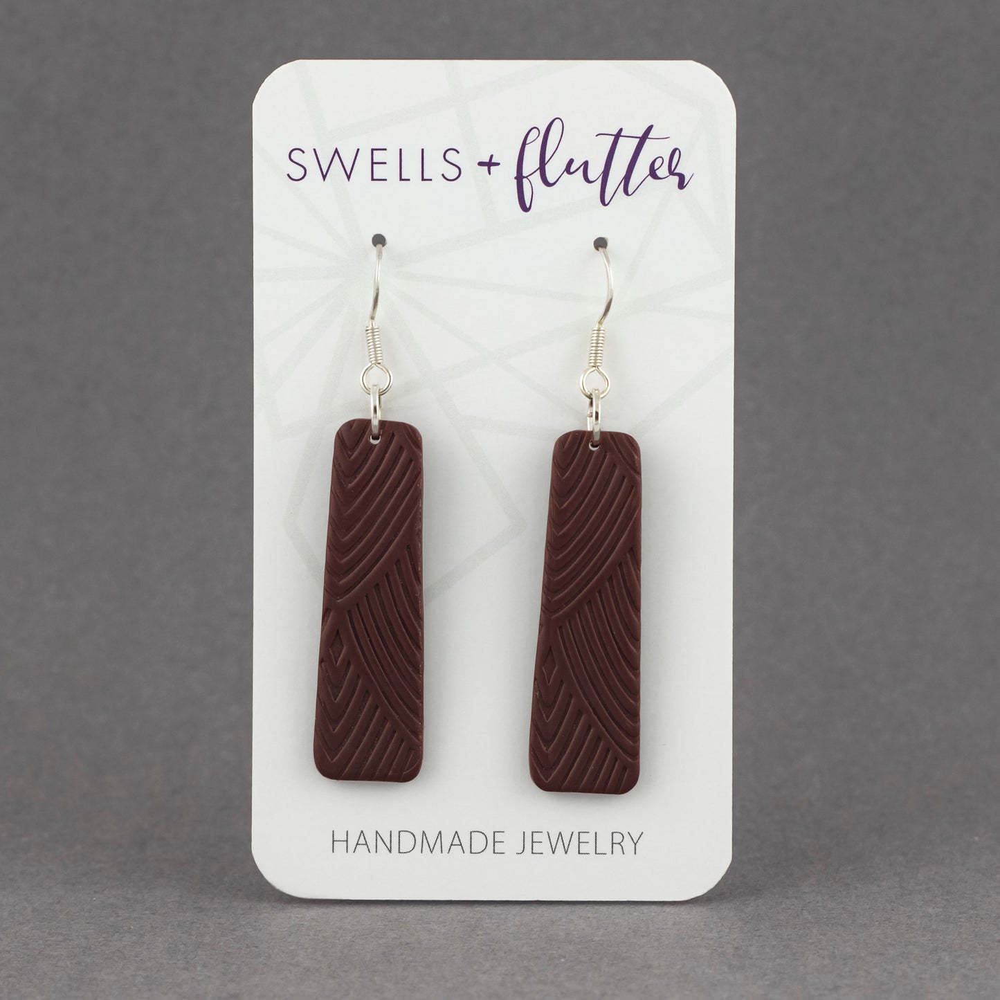 Long Bar Drop Earrings • Textured Brown