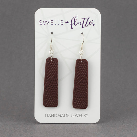 Long Bar Drop Earrings • Textured Brown