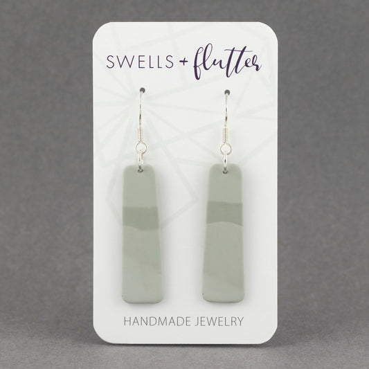 Long Bar Drop Earrings • Pattern Soft Green