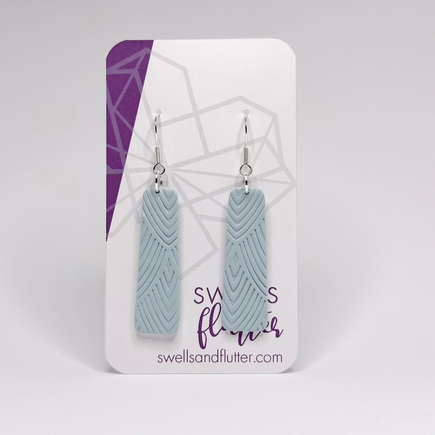 Long Bar Drop Earrings • Textured Light Blue