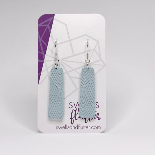 Long Bar Drop Earrings • Textured Light Blue