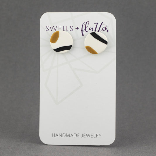 Mod Stud Earrings • Purple & Mustard