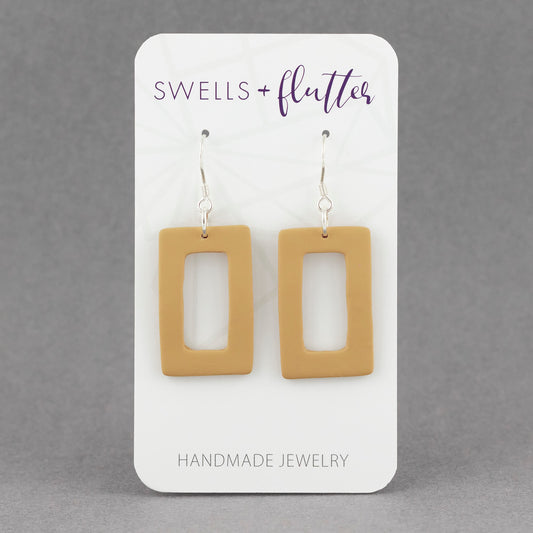 Open Rectangle Drop Earrings • Mustard Yellow