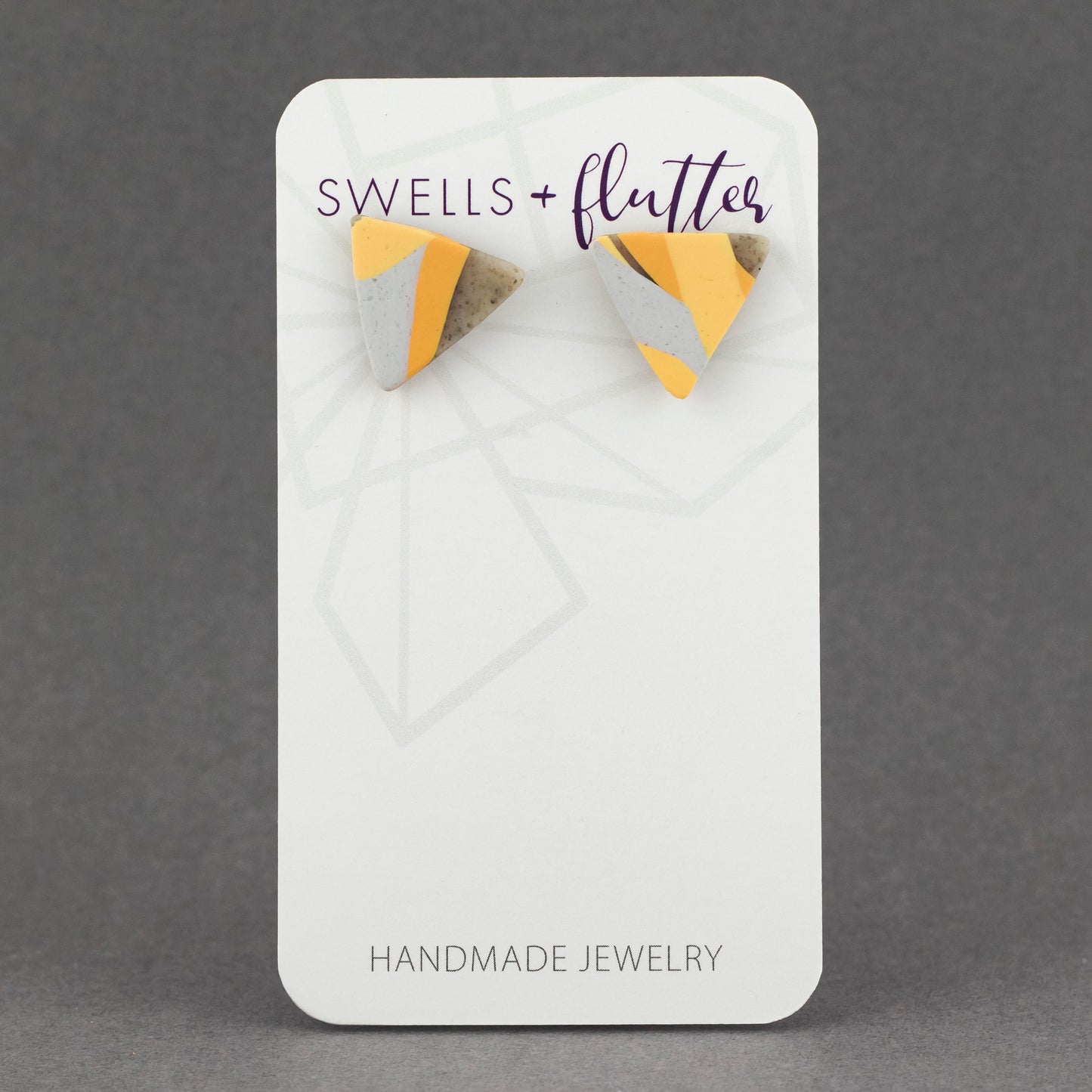 Orange Mix Triangle Stud Earrings