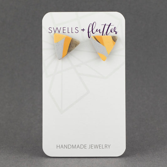 Orange Mix Triangle Stud Earrings