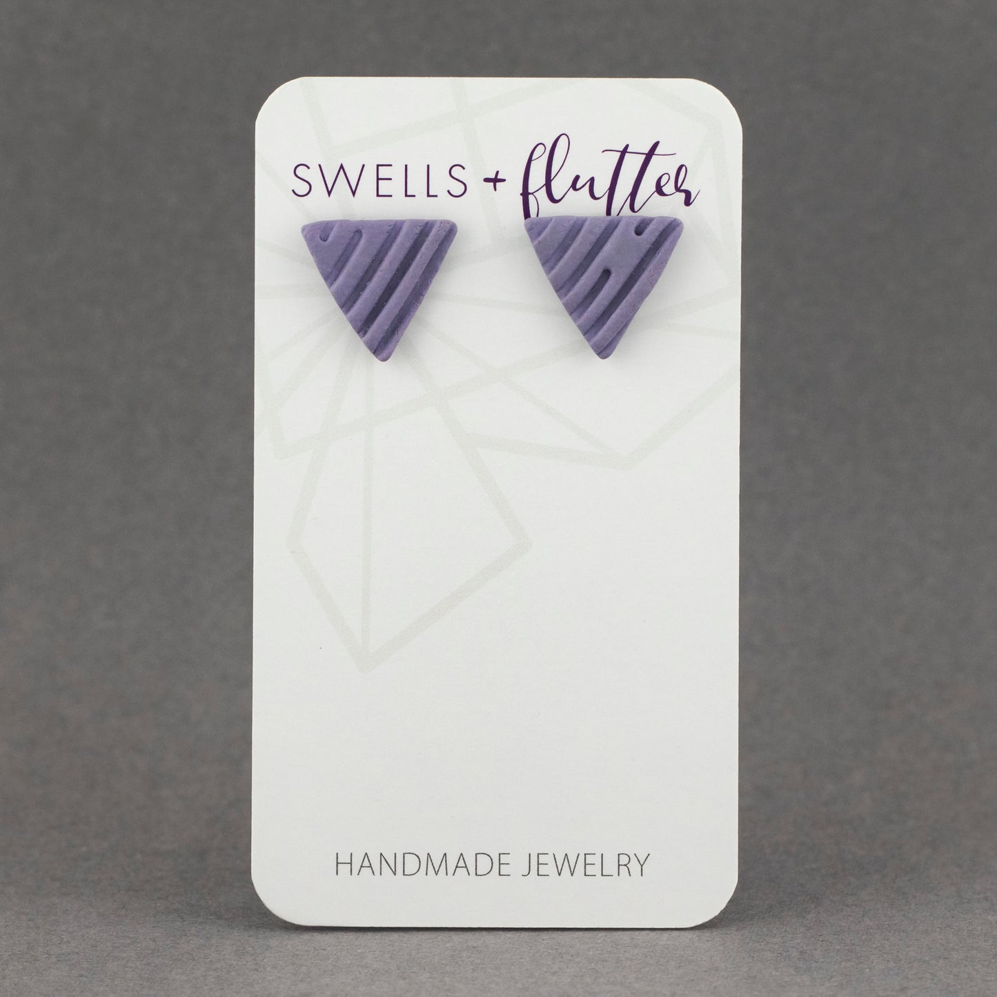 Textured Triangle Stud Earrings – Purple