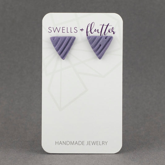 Textured Triangle Stud Earrings – Purple