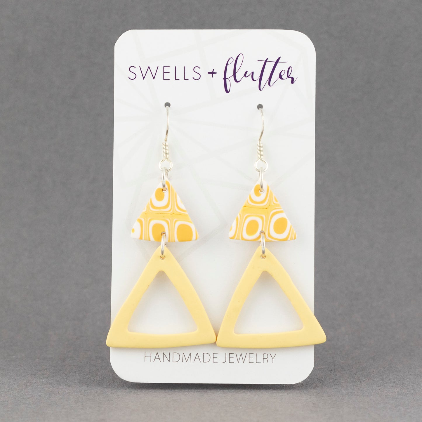 Triangle Double Drop Earrings • Yellow Geo