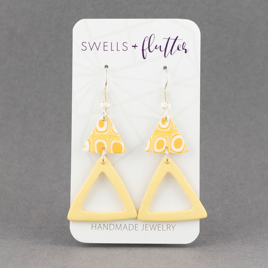 Triangle Double Drop Earrings • Yellow Geo