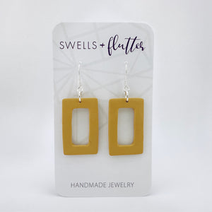 Open Rectangle Drop Earrings • Mustard Yellow