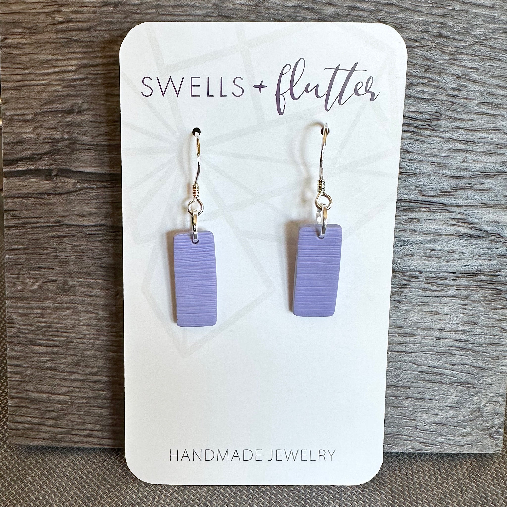 Mini Bar Drop Earrings • Textured Lines Lilac