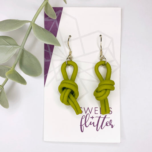 Green Knot Drop Earrings